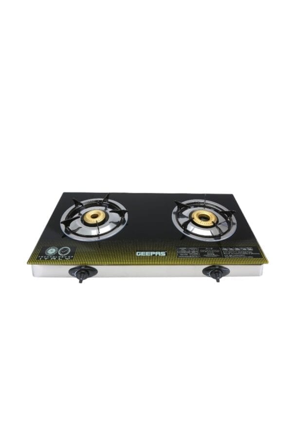 GEEPAS GK6758 2BURNER SS FRAME TEMPERED GLASS GAS STOVS